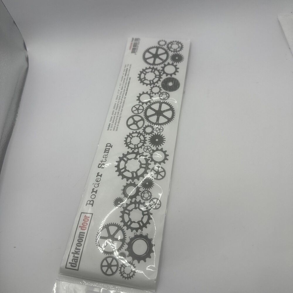 DARKROOM DOOR UNMOUNTED cling Gears Rubber Stamp Border Stamp